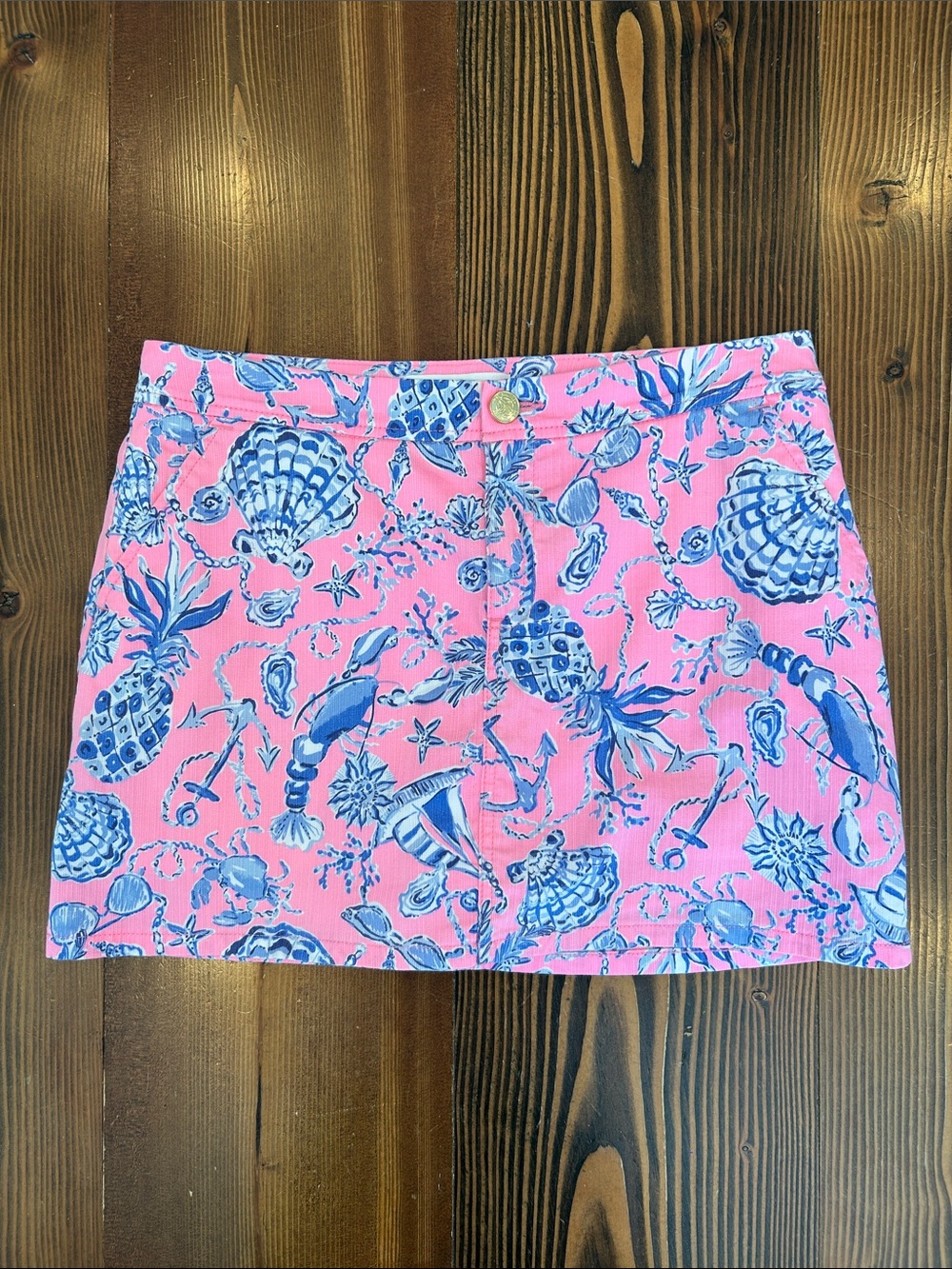 Lilly Pulitzer Mini Skort Skirt Sz 6 Pink Blue Nautical Beach Print